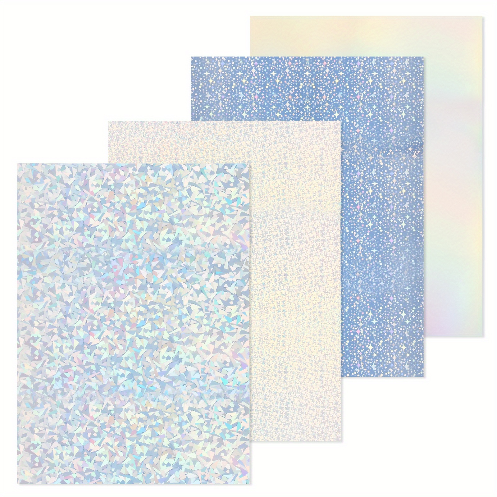  30 Sheets 6 Styles Transparent Holographic Overlay Holographic  Vinyl Overlay Clear Holographic Laminate Sheets Adhesive Laminated Film  Glossy Craft Sheet for Stickers, A4 Size, 8.3 x 11.7 Inches : Arts, Crafts  & Sewing
