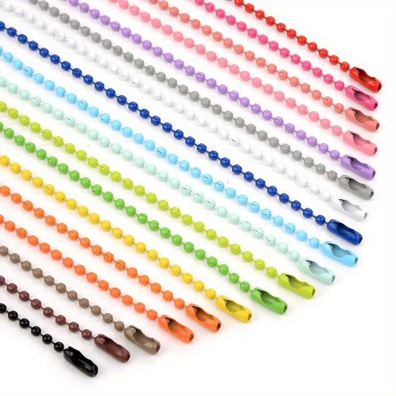 

100pcs/ 12cm Colored Bead Chain Suitable For Keychain/dolls/tags, Fire Seal Coin Connector, Used For Diy Bracelet Jewelry Making Accessories