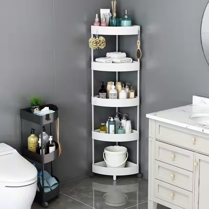 Storage Corner Cabinet, Free Standing with Shelf For Small Space, Bathroom  Floor, Multiple Tiers Shelves Storage Furniture Home Organizer Rack
