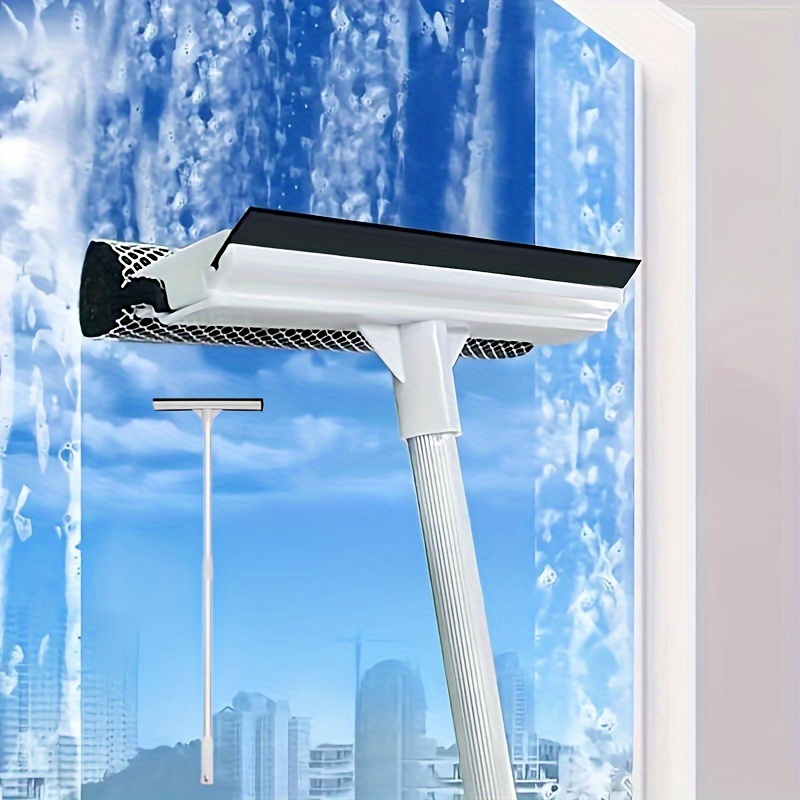 TEMU 2-in-1 Window Cleaning Brush, Extendable Pole Cleaning Brush, Cleaning Tool, Double-sided Glass Window Scraper Cleaning Tool