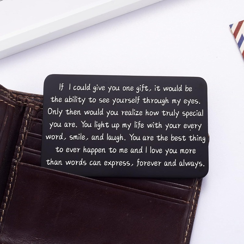 Engraved Wallet Love Note - Cute Anniversary Gifts for Him, Gift for Boyfriend, Hubby, Just Because I Love You, 6th or 10th Year Anniversary Gift