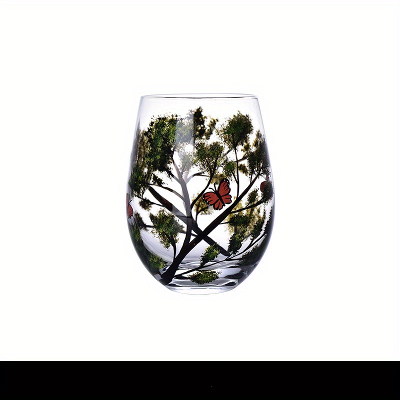 Four Seasons Tree Wine Glasses Unique Hand Painted Wine Glass Gift