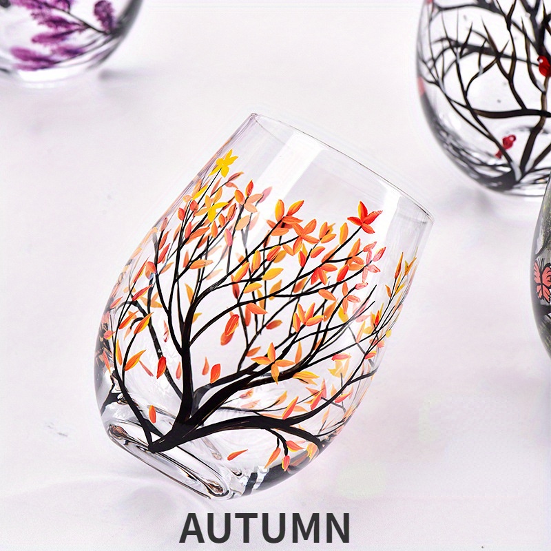 Goblet Four Seasons Tree Wine Glasses Glass Champagne Cup Home Decor