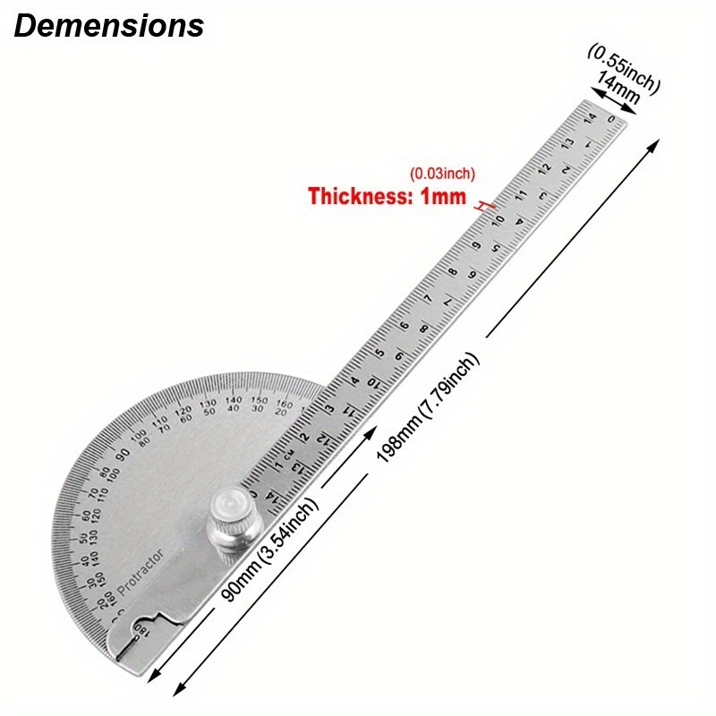 Metal Protractor Ruler Angle Meter for Woodworking Measurement
