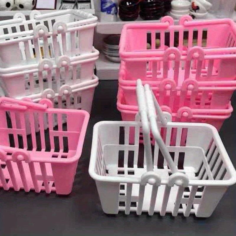 10pcs Mini Shopping Basket/mini Supermarket Trolley Small Plastic Retail  Shopping Basket With Handle, Suitable For Kids' Party Gift