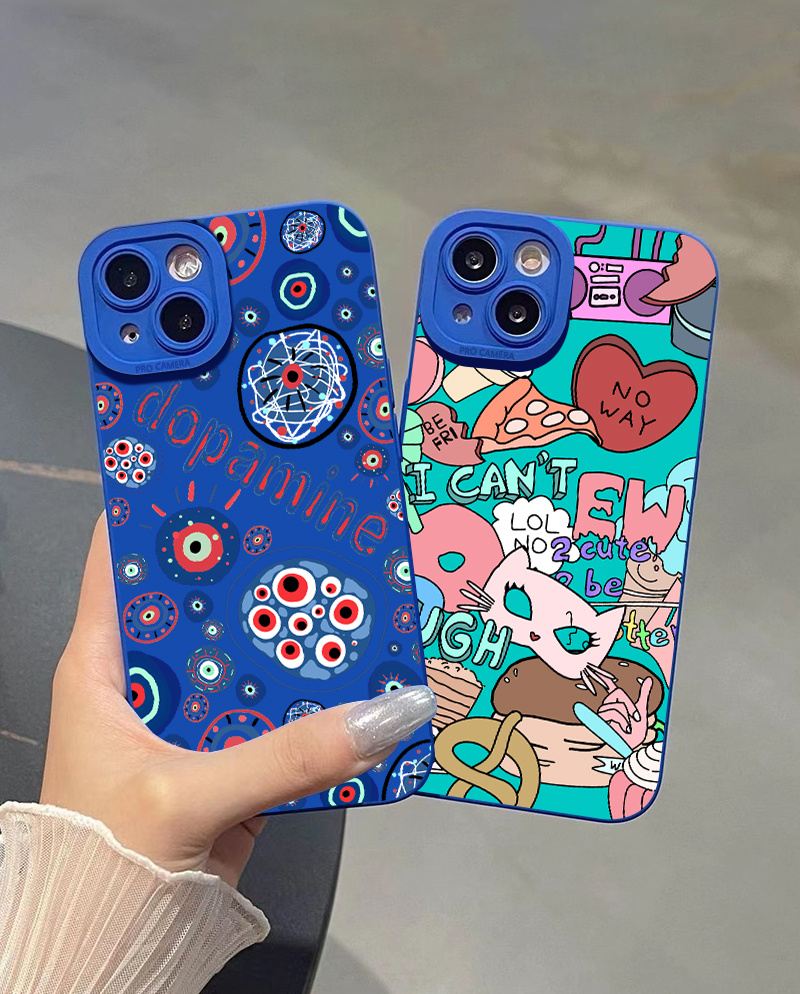 Blue Cells Graphic Silicone Phone Case Iphone I15 Temu