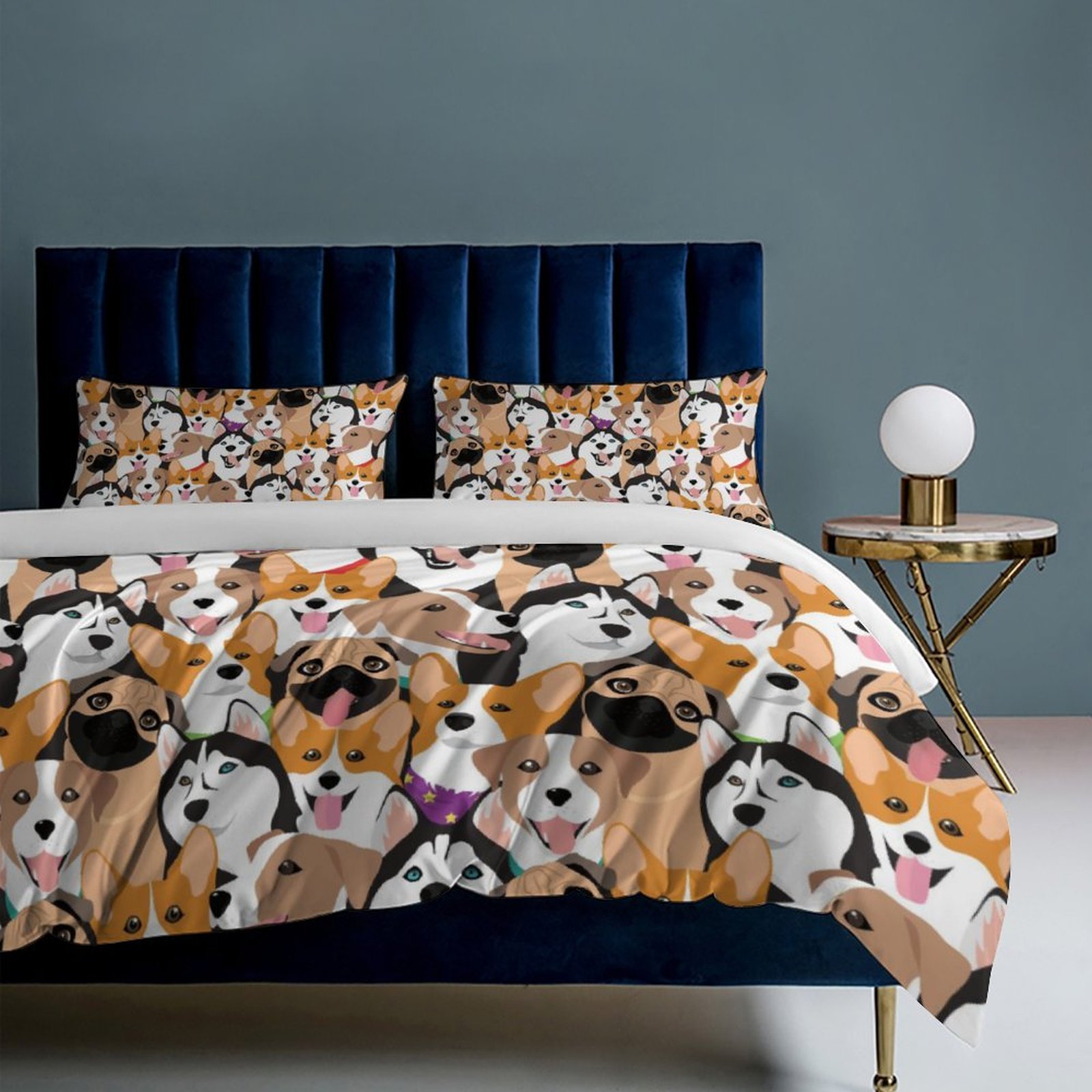 Cartoon Dog Print Fitted Sheet (without Pillowcase), Soft