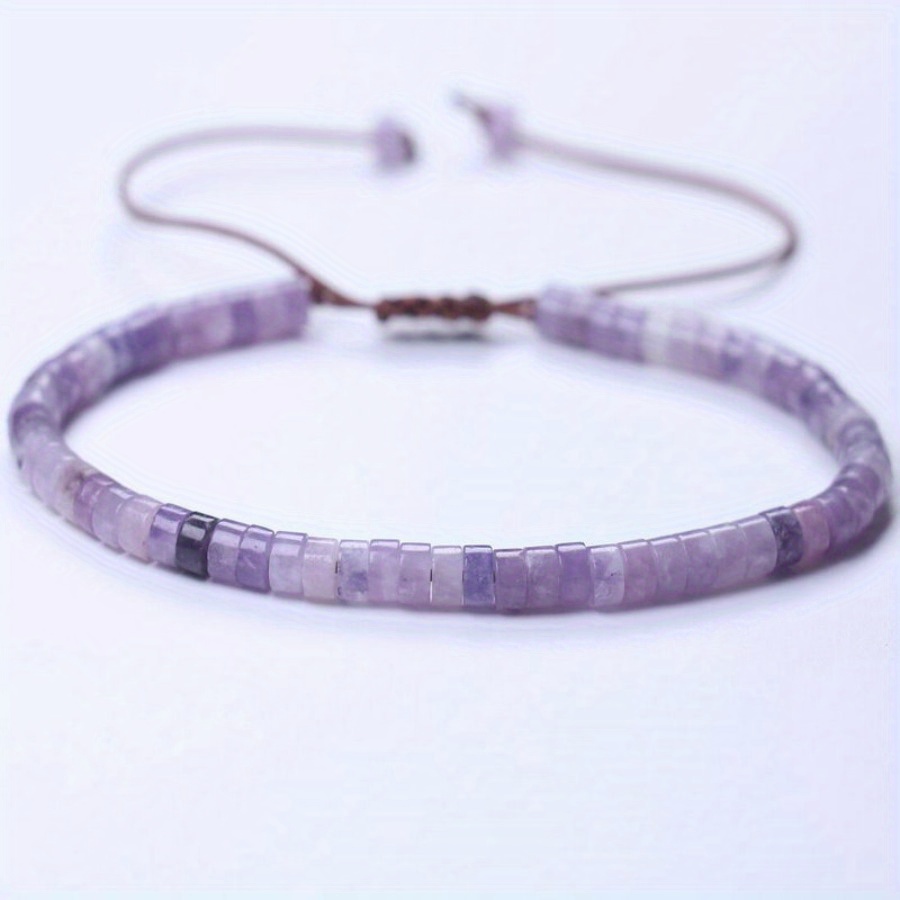 

Natural 2x4mm Amethyst Rose Quartz Loose Spacer Beads Bracelet For Women & Men