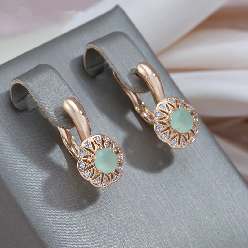 

Lake Green Natural Zircon Drop Earrings For Women, Rose Golden Wedding Jewelry, Cute Party Jewelry, Christmas Halloween Gift, New Year's Gift, Valentine's Day Gift For Women Mom Family