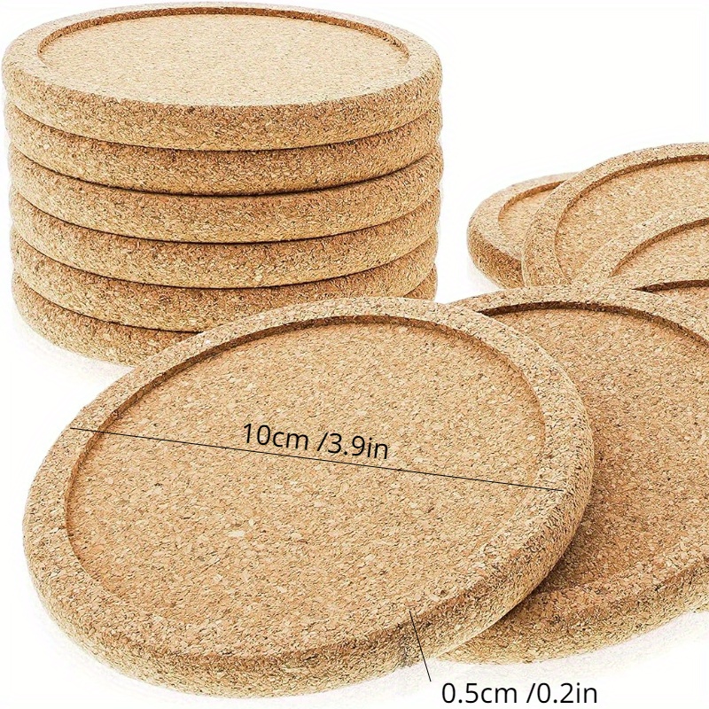 Cork Coaster for Drink Absorbent 4 Inches Tea or Coffee Coaster Set Round  Heat Resistant Bar Coasters Reusable Table Blank Coasters Gifts Cork