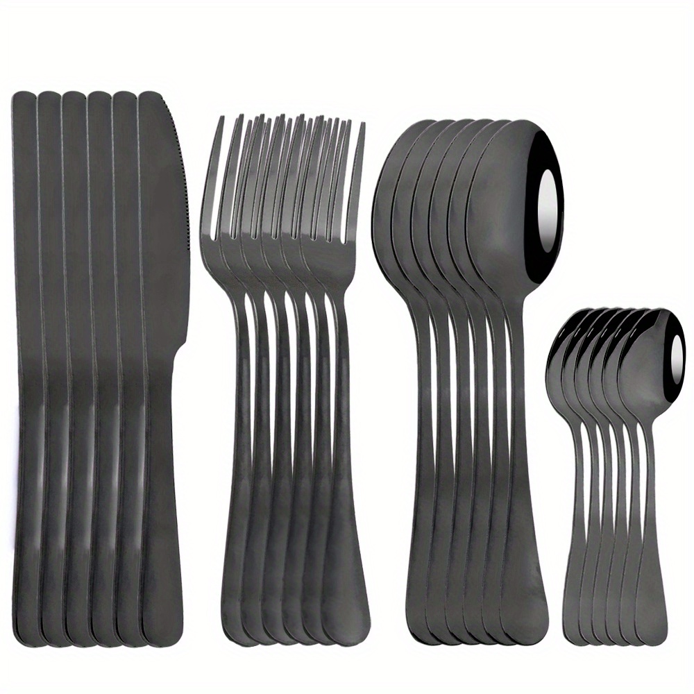 24pcs Silverware Set Black Tableware Set Western Flatware - Temu