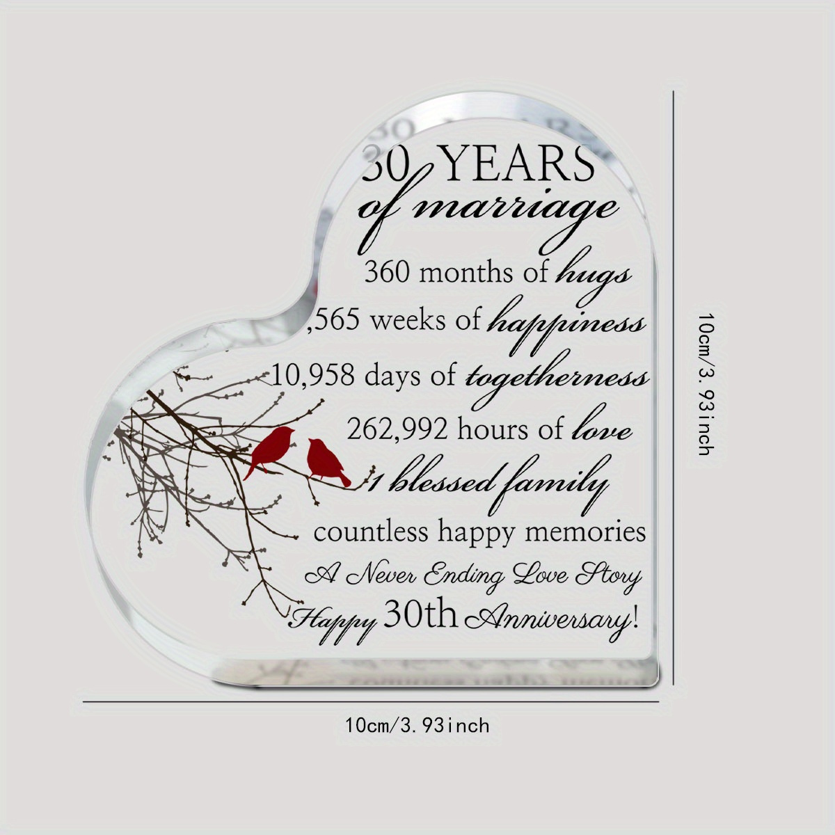 30th Anniversary Marriage Gifts for Couple 30 Years Happy Anniversary  Keepsak