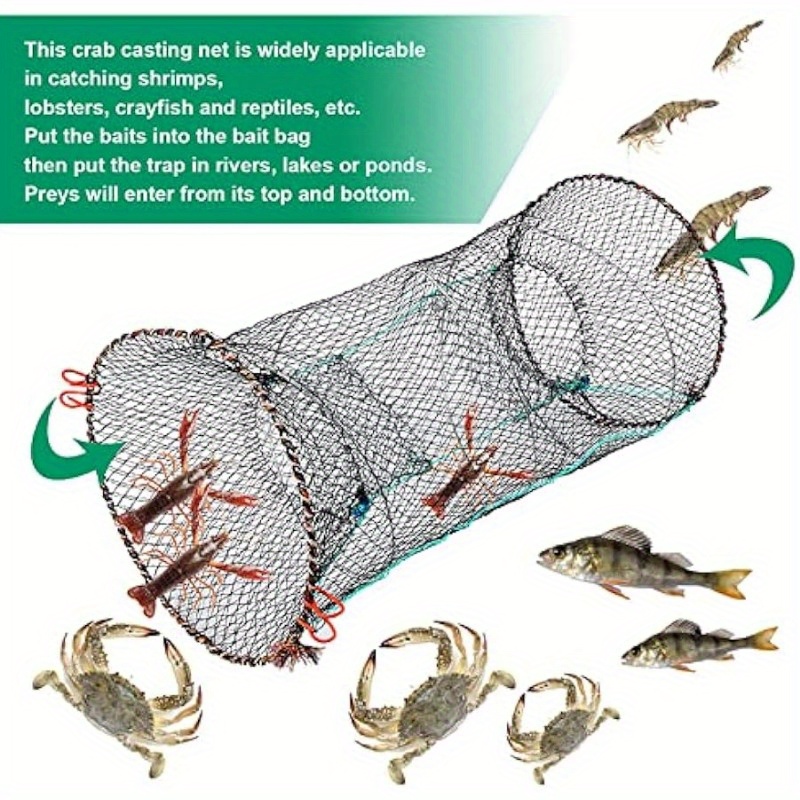 1pc Fishing Bait Trap, Crab Trap, Crawfish Trap, Collapsible Casting Net,  Fishing Nets, Portable Folded Fishing Accessories