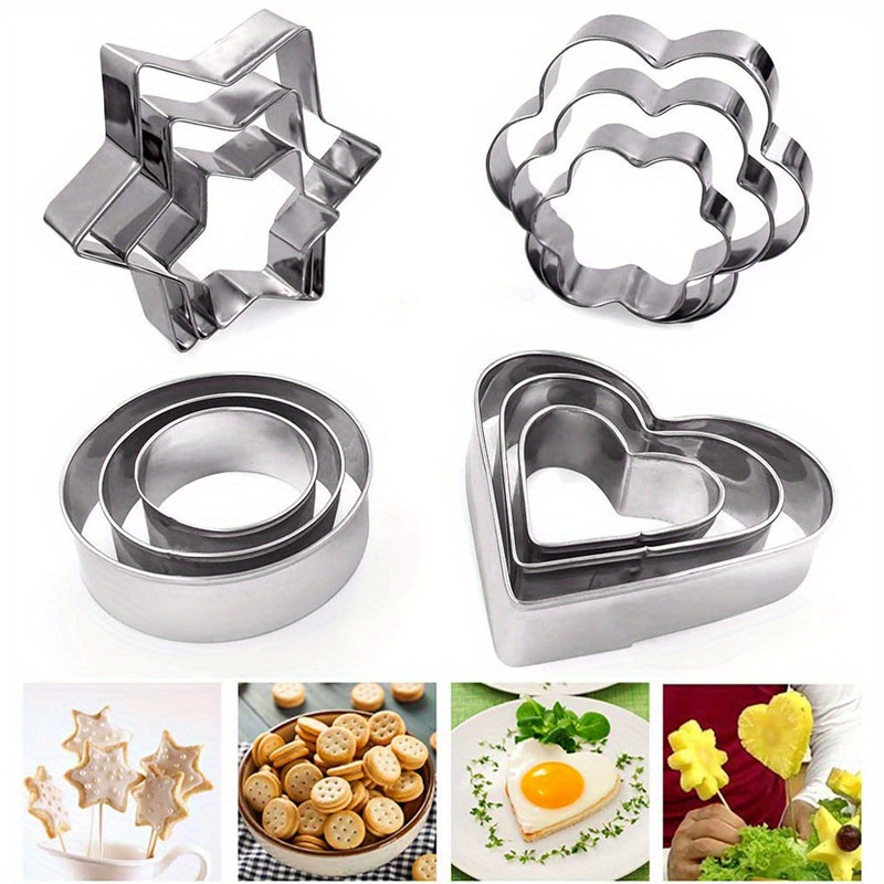 20 Pcs Cookie Cutters Set, Star Cookie Cutter Stainless Steel Round Biscuit  Cutter Heart Small Star Cookie Cutters Mini Flower Molds Cutter for Baking