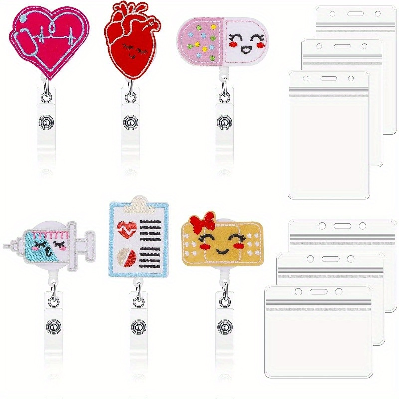 12 Pcs Felt Cute Badge Reels Nursing Name ID Badge Holders Retractable ID  Badge Clip Funny Cute Badge Holder with Alligator Clip for School Nurse  Doctor Teacher : : Office Products