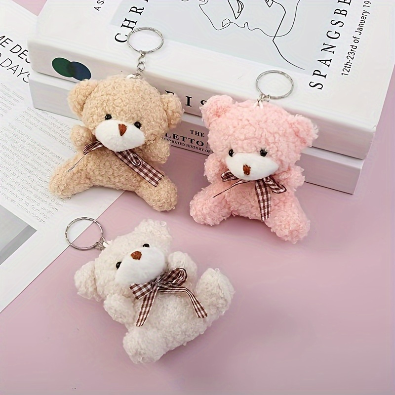 3pcs Pink & Blue Bow Ribbon Smiling Teddy Bear Cake Toppers