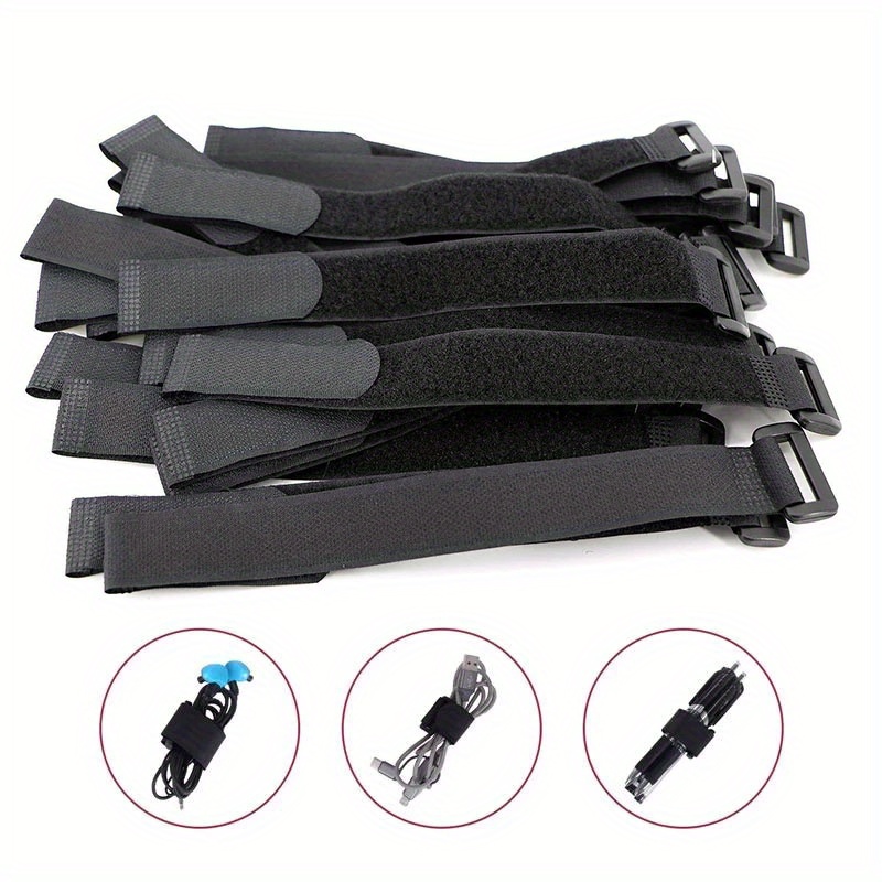 15PCS 0.98inch Width Nylon Reverse Buckle Strap Cable Ties Fastener Tape  Self Aadhesive Hook Loop Tape Strap Sticky Line Finishing