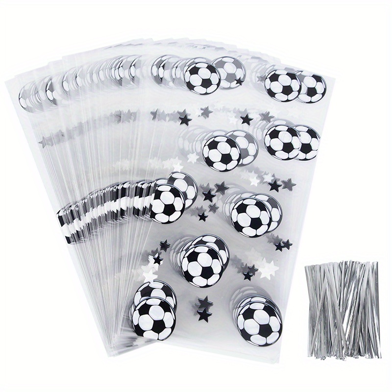 

25pcs Soccer Gift Bags Treat Candy Bags Plastic Cookie Bags For Guest Gifts Birthday Football Theme Party Favors Bag, With Twist Ties For Retail Stores, Boutique, Supermarkets