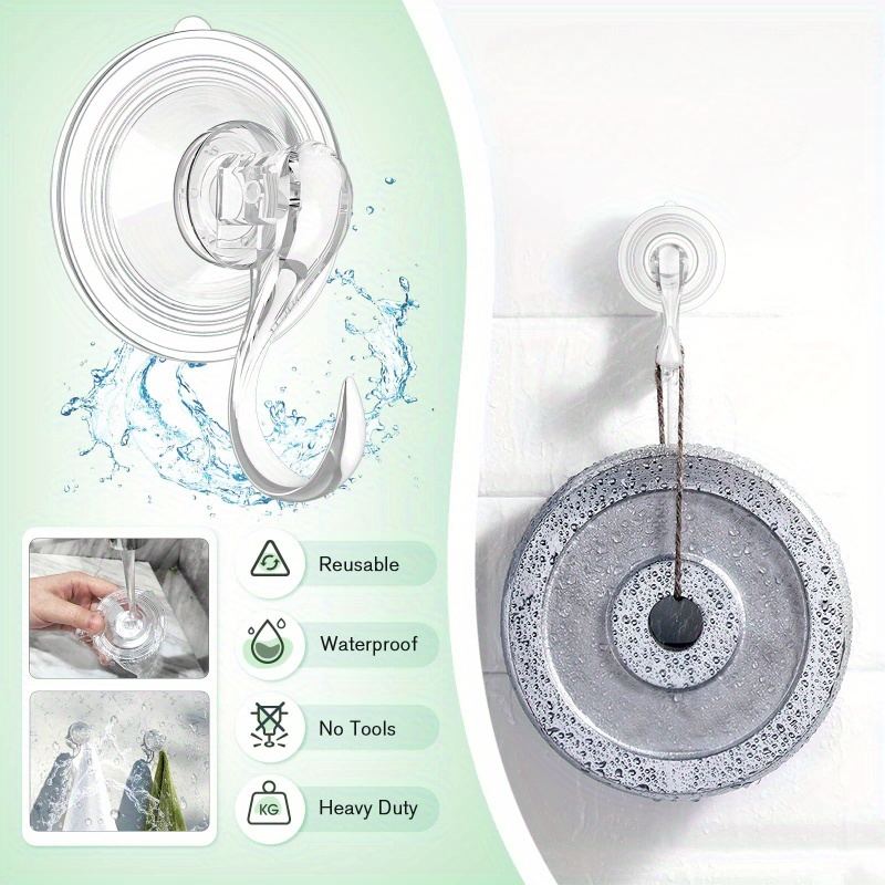 5pcs/pack Bathroom Transparent Traceless Hook, Strong Adhesive, No