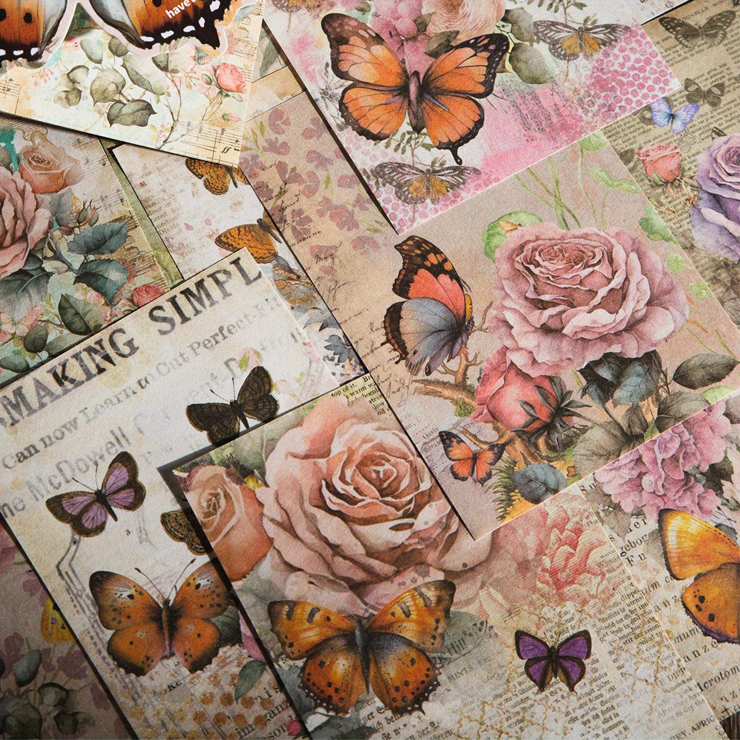 Multi colored Butterfly Material Paper Stickers Vintage - Temu