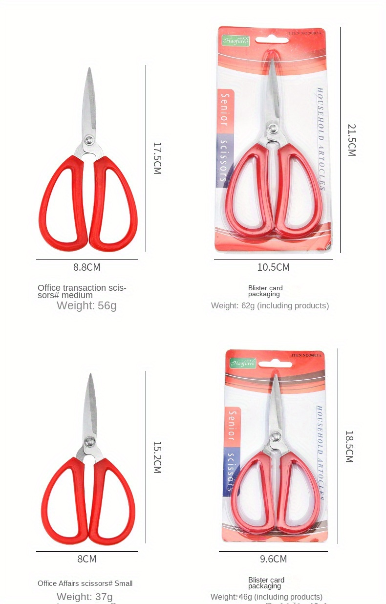 Kitchen Household Red Scissors Stainless Steel Civil Industry Office