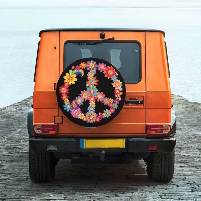 Colorful Peace Flower Spare Tire Cover Waterproof Dust-proof Uv Sun Wheel  Tire Cover Fit For ,trailer, Rv, Suv And Many Vehicles Temu