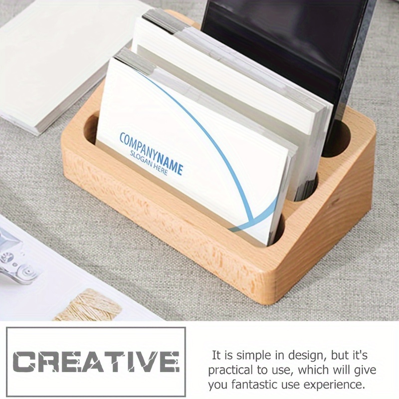  MaxGear Wood Business Cards Holder for Desk Business Card  Display Holder Desktop Stand for Office, Tabletop - Rectangle : Office  Products