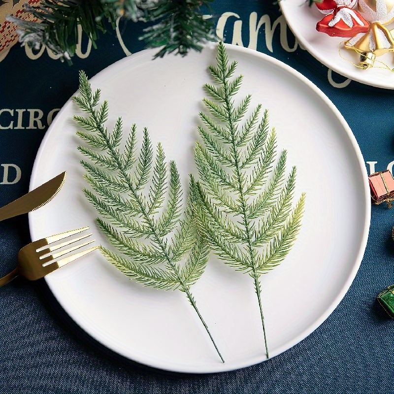 Artificial Pine Needles Branches Garland Fake Green Plants - Temu