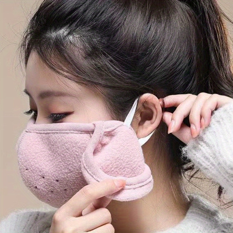 1pc Winter Warme Fleece Maske Ohrenschützer Einfarbig Unisex - Temu Germany
