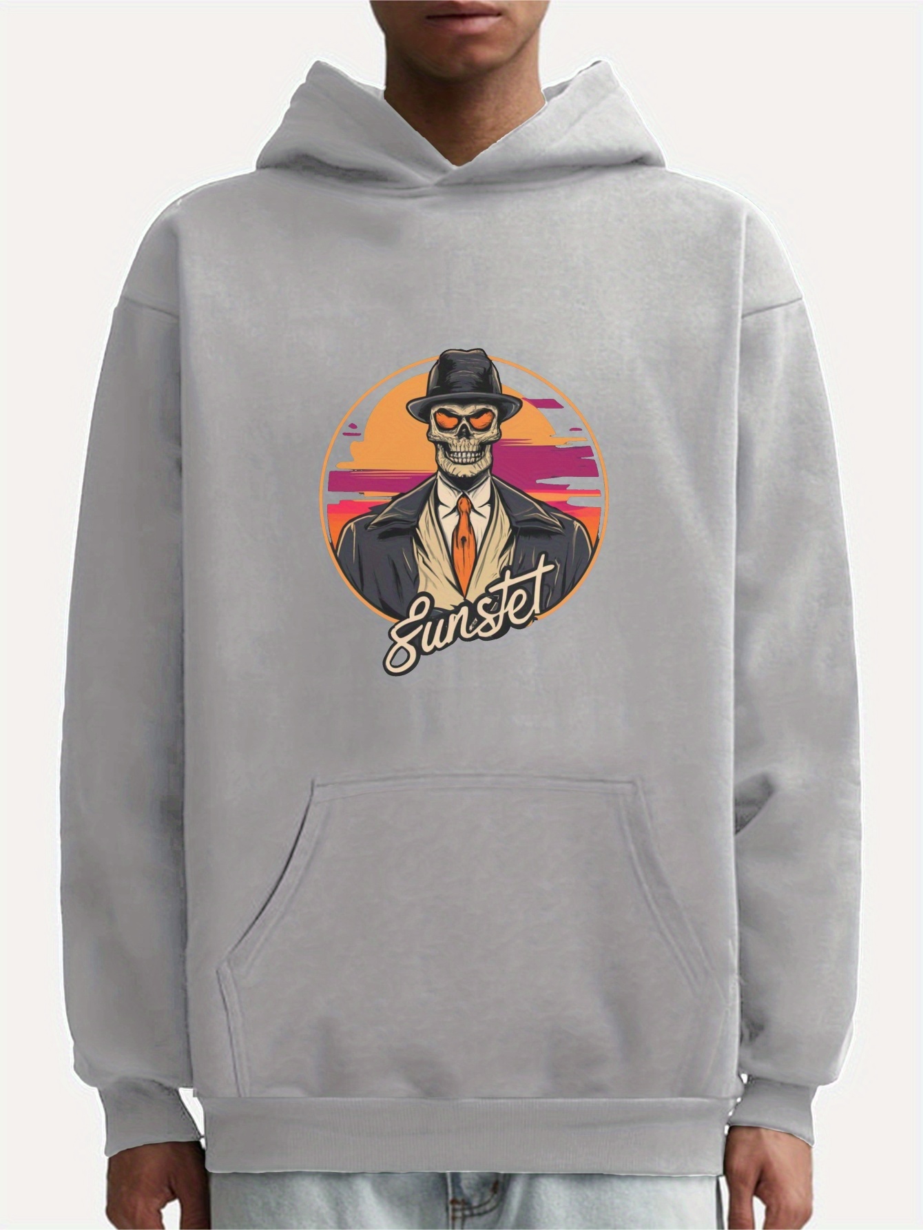 Mens Skeleton Graphic Hoodie Trendy Style