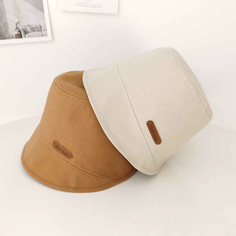 Simple Label Patch Bucket Hat Solid Color Casual Basin Hats - Temu