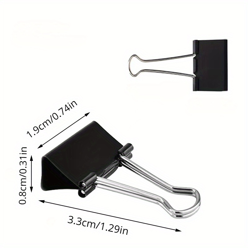 Black Metal Binder Clips Notes Letter Paper Clip Office - Temu