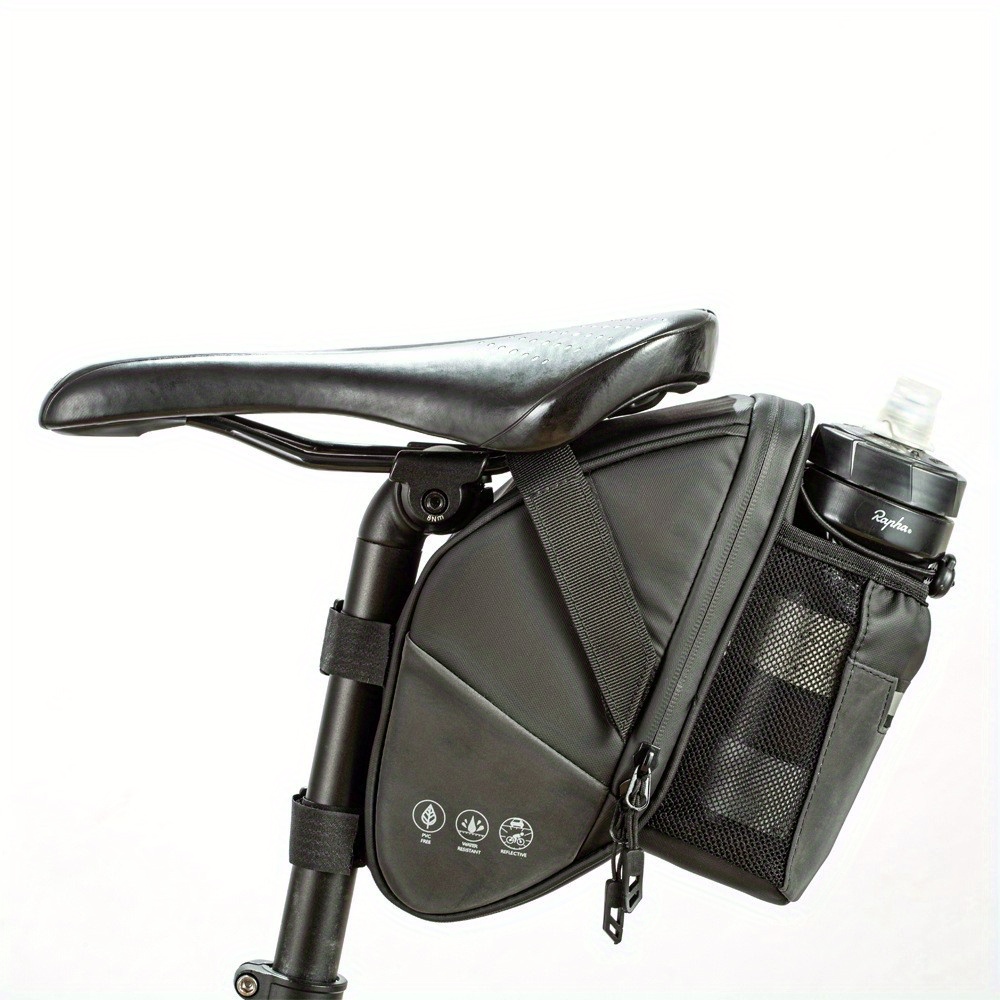 Fahrradsitztaschen, Fahrradsatteltasche, wasserdichte Aufbewahrung hinten  mit Wasserflaschenhalter, unter dem Sitz Halterung für Mountain Road  Cycling (schwarz)