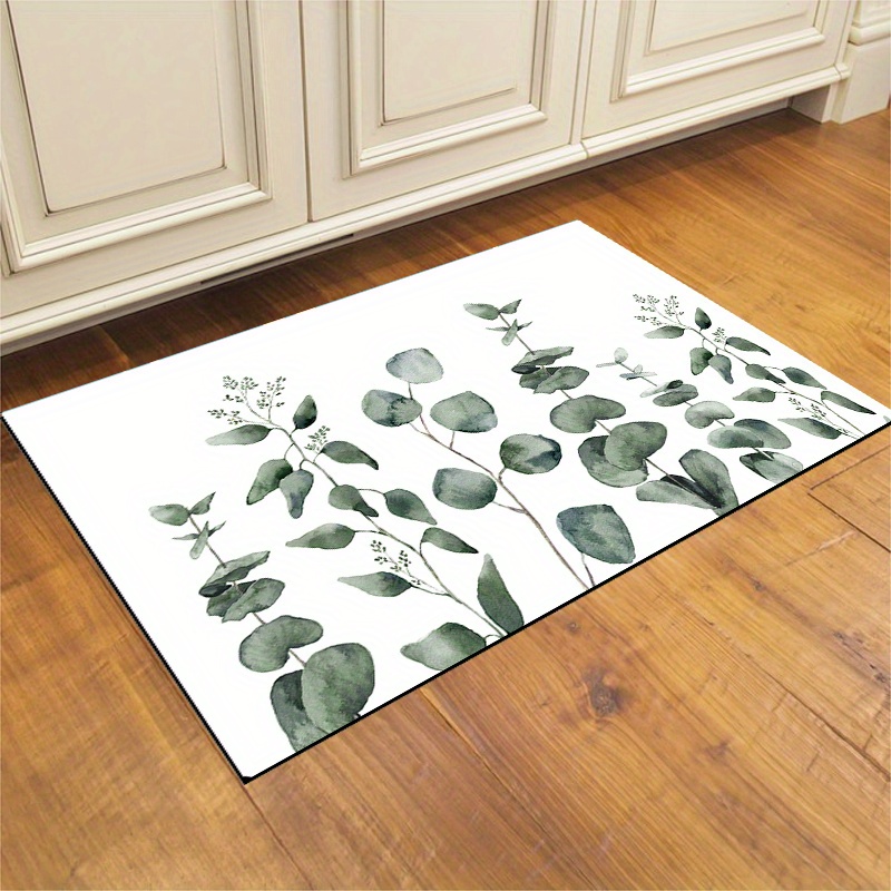 Leaves Pattern Kitchen Carpet Waterproof Oilproof Home Entrance