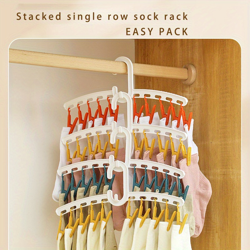 Clothes Hanger 10 Clips Laundry Drying Rack Plastic Sock - Temu