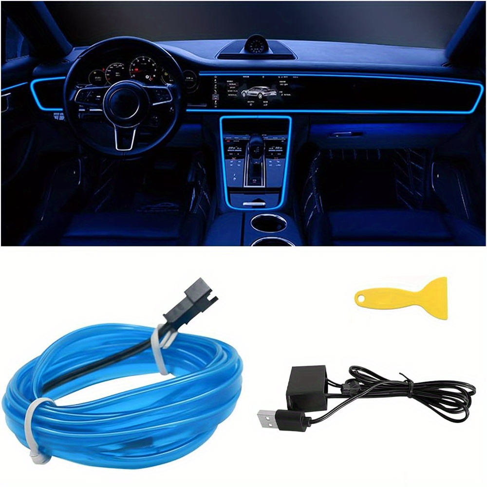 CARIZO Wire Interior Car LED Strip Lights, Glowing Electroluminescent Wire Lights  Ambient Lighting Kits (5M, Blue) Compatible with Hyundai Exter (2023) :  : Car & Motorbike