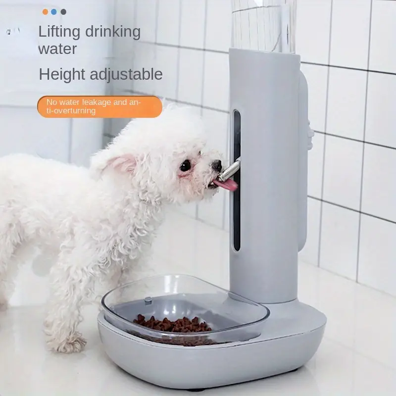 Liftable Pet Standing Water Dispenser With Feeder Bowl Set - Temu