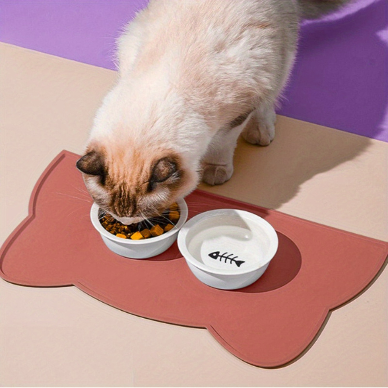 Silicone Pet Feeding Mat for Dogs and Cats, Waterproof Pet Food Mats Tray with Edges, Non Slip Dog Cat Bowl Mat for Food and Water, Washable Pet Bowl