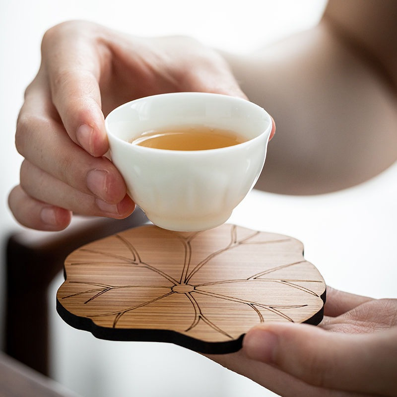 Bamboo Tea Cup Mat, Lotus Root/flower Shaped Drink Coasters, Insulated Cup  Holder, Wooden Placemat - Temu