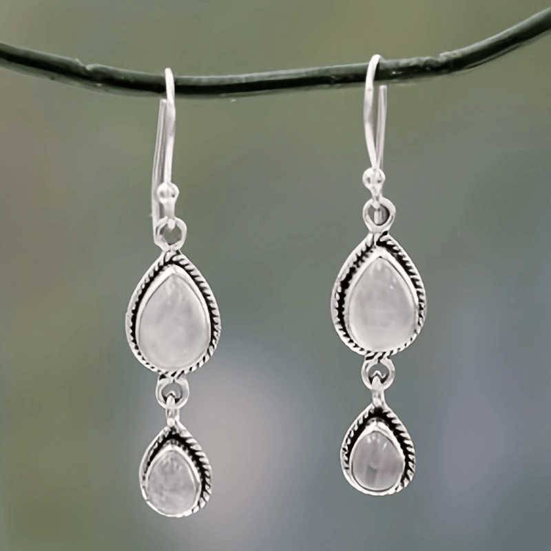 

Boucles D'oreilles Pendantes Incrustées De Pierre De Lune, Style Bohème Rétro, Ornements D'oreille Pour Banquet, Quotidien Décontracté