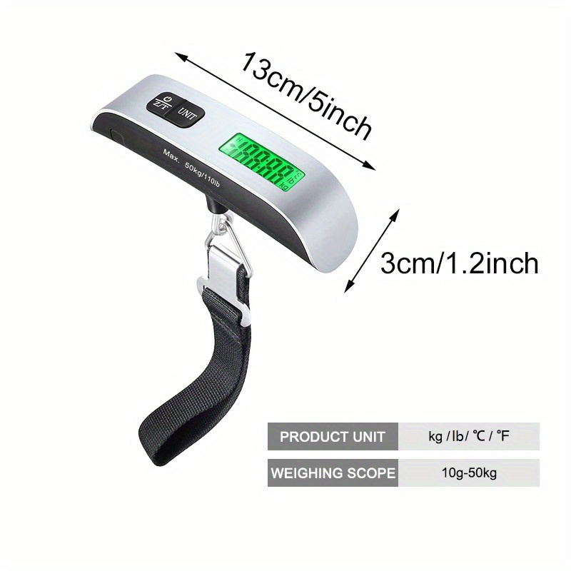 LCD Digital Hanging Scale Luggage Suitcase Baggage Weight Scales with Belt  for Electronic Weight Tool 50Kg/110Lb, Black