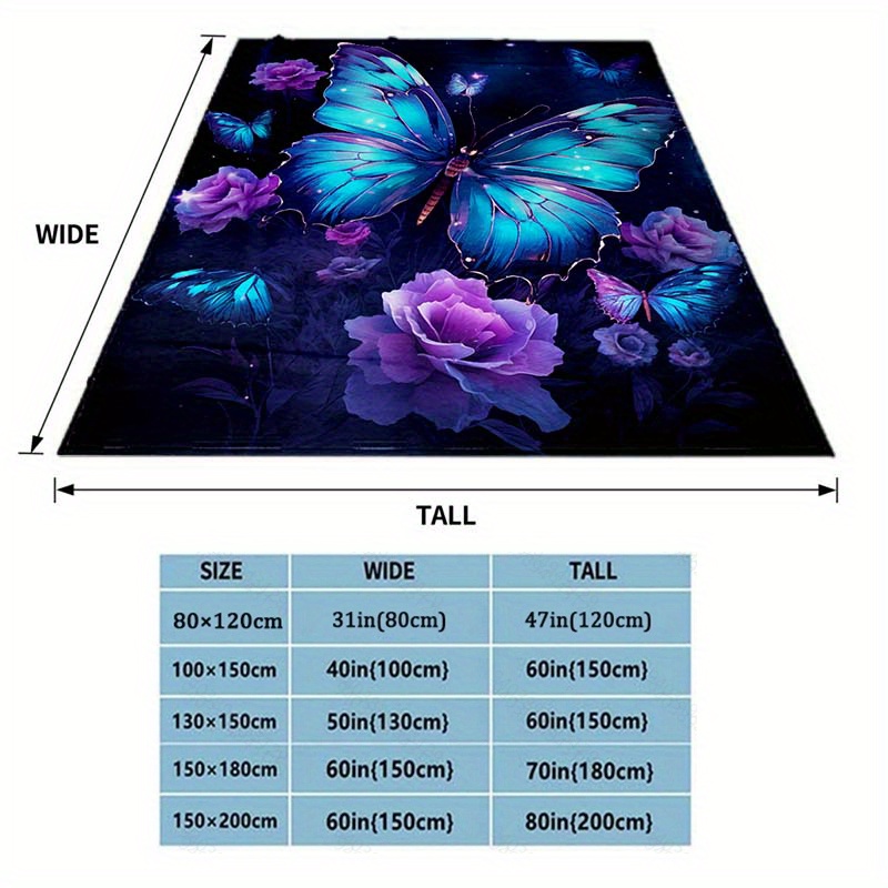 1pc   purple   butterfly blanket lightweight flannel throw for sofa bed travel camping livingroom office couch chair and bed digital printing fleece blanket with soft and warm flannel fabric details 2