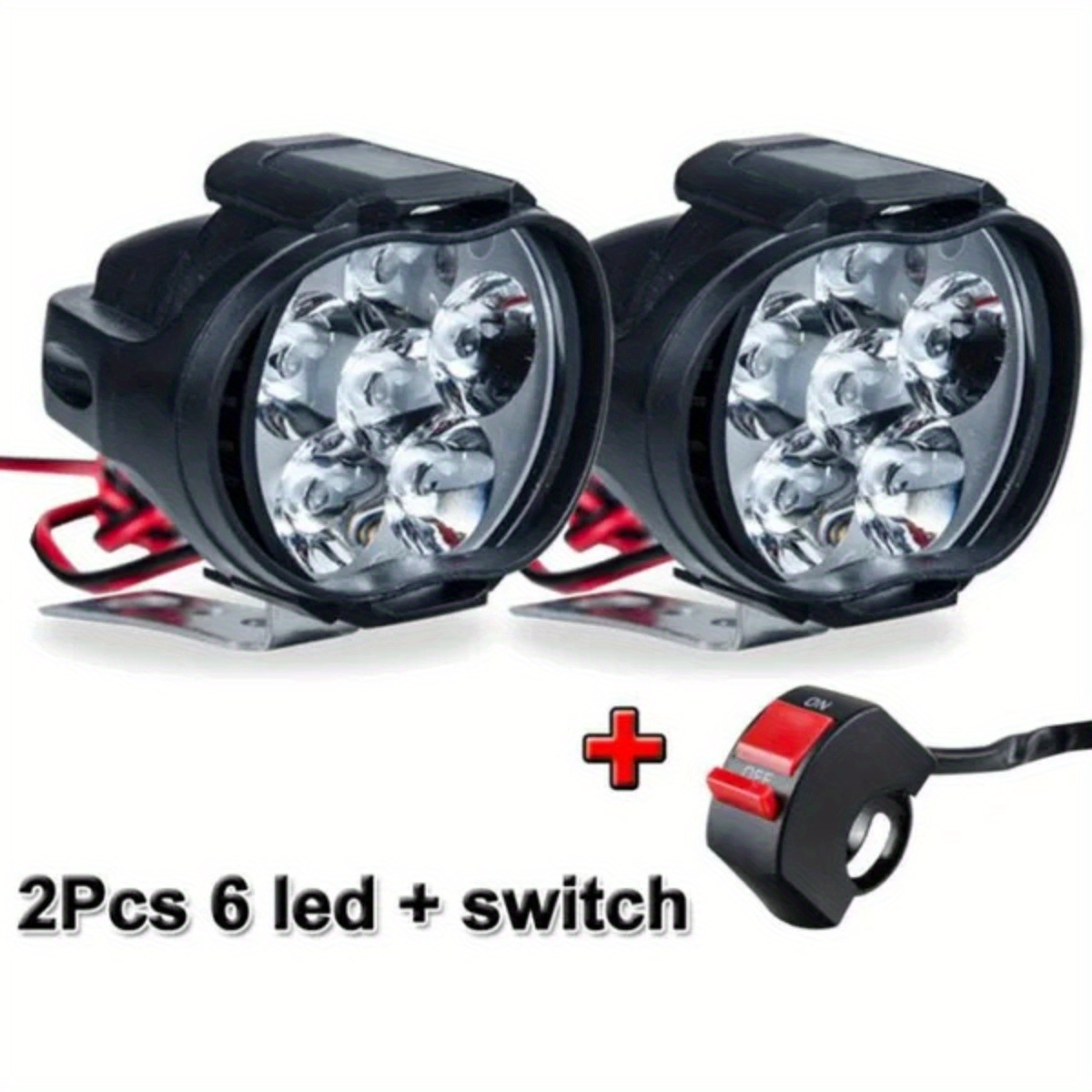 2 pièces LED moto lumière très brillante phare étanche avec interrupteur  universel Scooter antibrouillard 6500K blanc moto DRL lampe