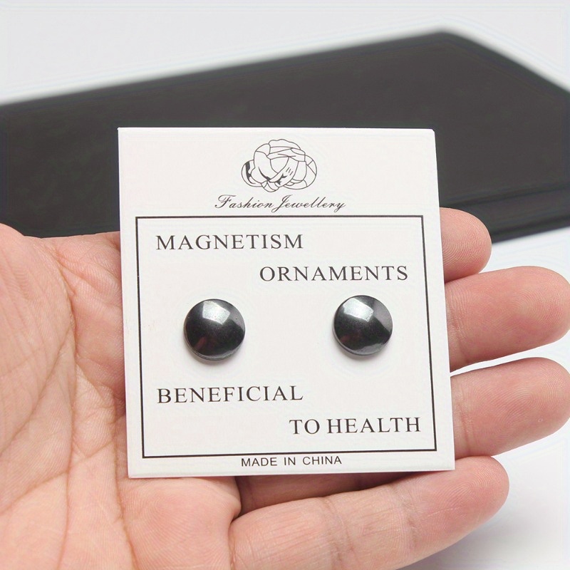 

1pair Of Black Magnet Earrings Without Ear Holes, Magnetic Acupoint Health Earrings