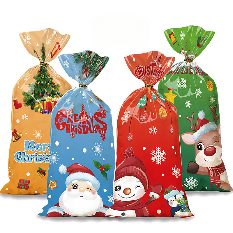 120PCs Christmas Cellophane Goody Bags Assortment for Holiday Treats,  Christmas Party Favors, Cello Candy Bags,Christmas Goodie Bags