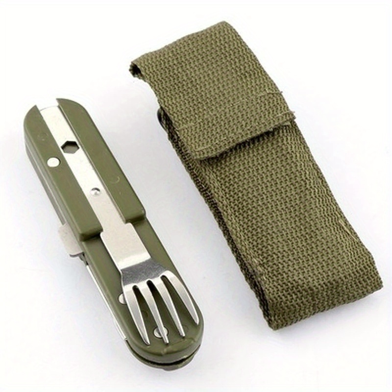 Pmmj Stainless Steel Outdoor Camping Picnic Cutlery, Portable Travel Folding  Cutlery With Knife Fork Spoon - Temu