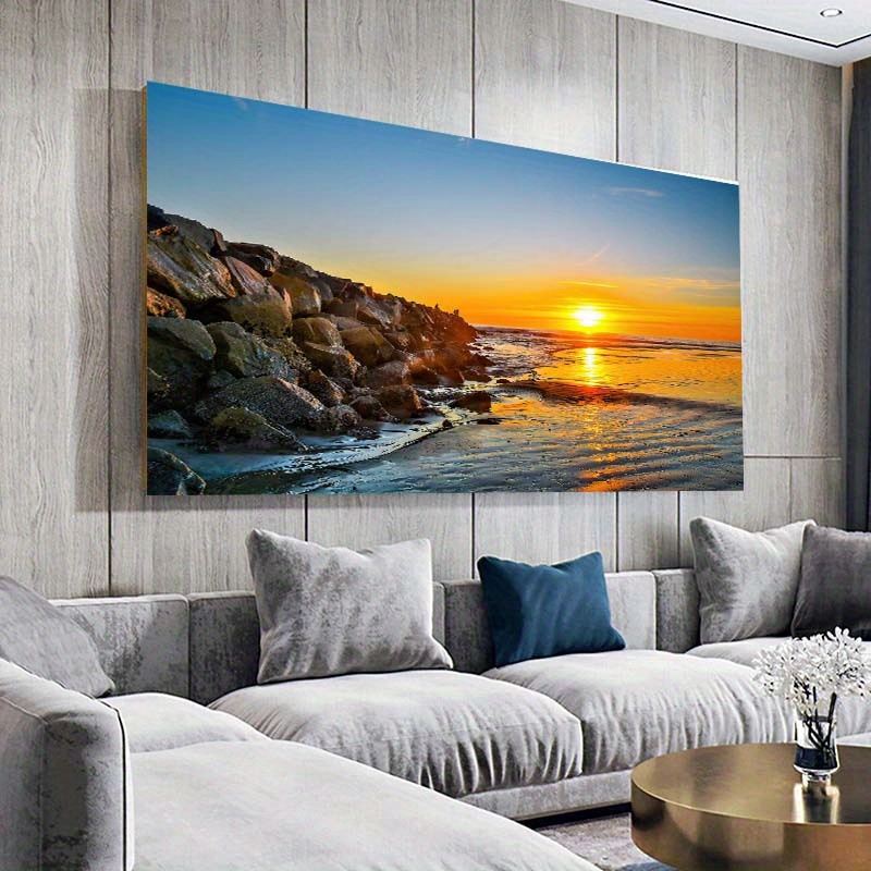 Acquista Moderna onda del mare spiaggia tramonto paesaggio tela pittura  natura paesaggio marino poster e stampe immagini di arte della parete  decorazioni per la casa senza cornice