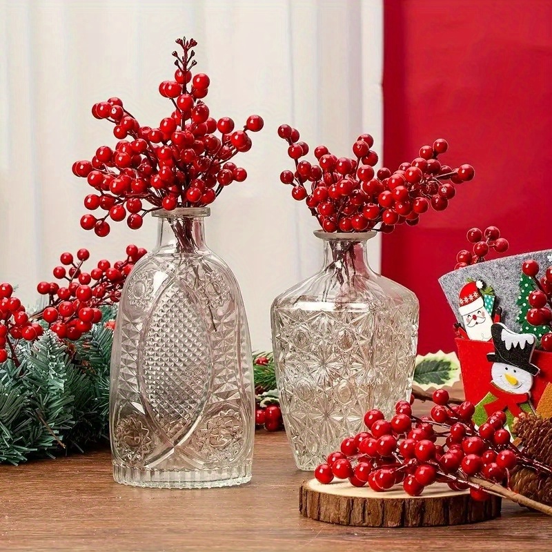 6pcs Artificial Red Berry Stems, Fake Red Berries Christmas Tree Wreaths  Sprigs Crafts Decor, Winter Berry Floral Picks Home Holiday Wedding Party  DIY