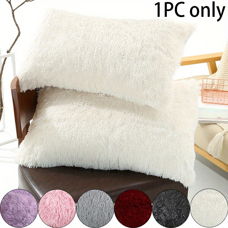 

1pc Faux Fur Pillowcases, Velvet Super Soft And Cozy Pillow Cover, Wrinkle, Fade, Stain Resistant With Zipper Closure Bed Pillow Cases, 50*75cm