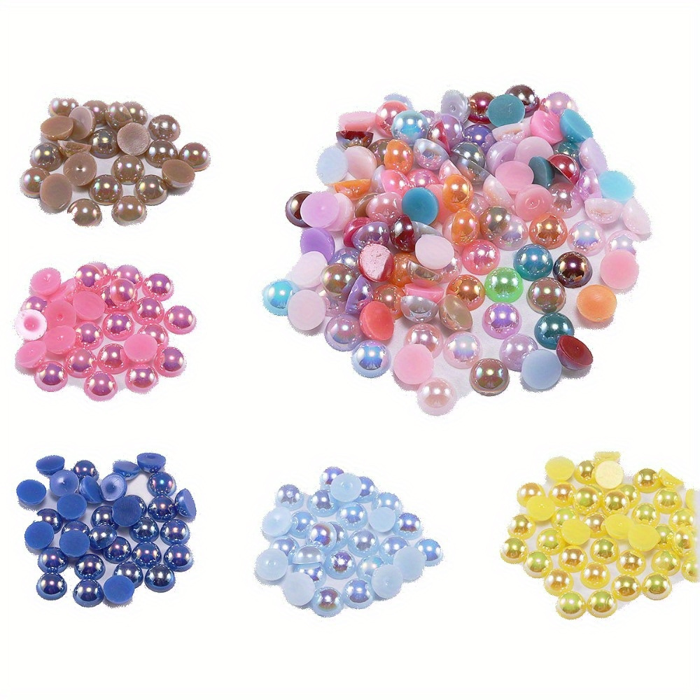 

100pcs Acrylic Pearl Beads, Flat Back Half-round Resin Pearls For Diy Phone Cases, Nail Art & Fashion Accessories